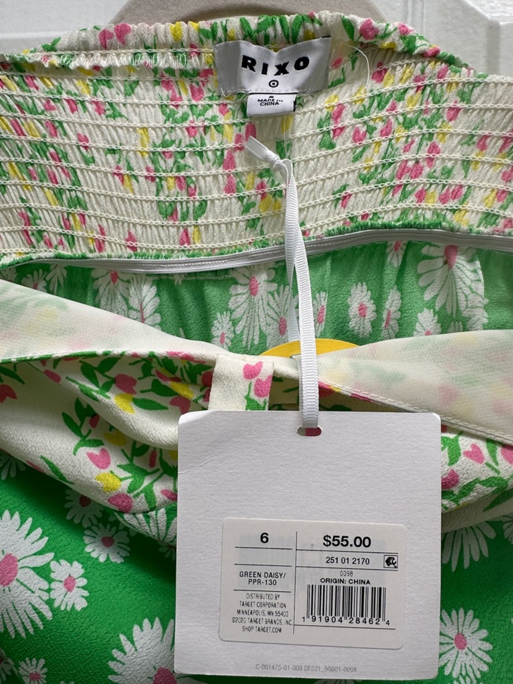 RIXO Green Daisy Maxi Dress with Cream & Pink Accents - Picture 2 of 4